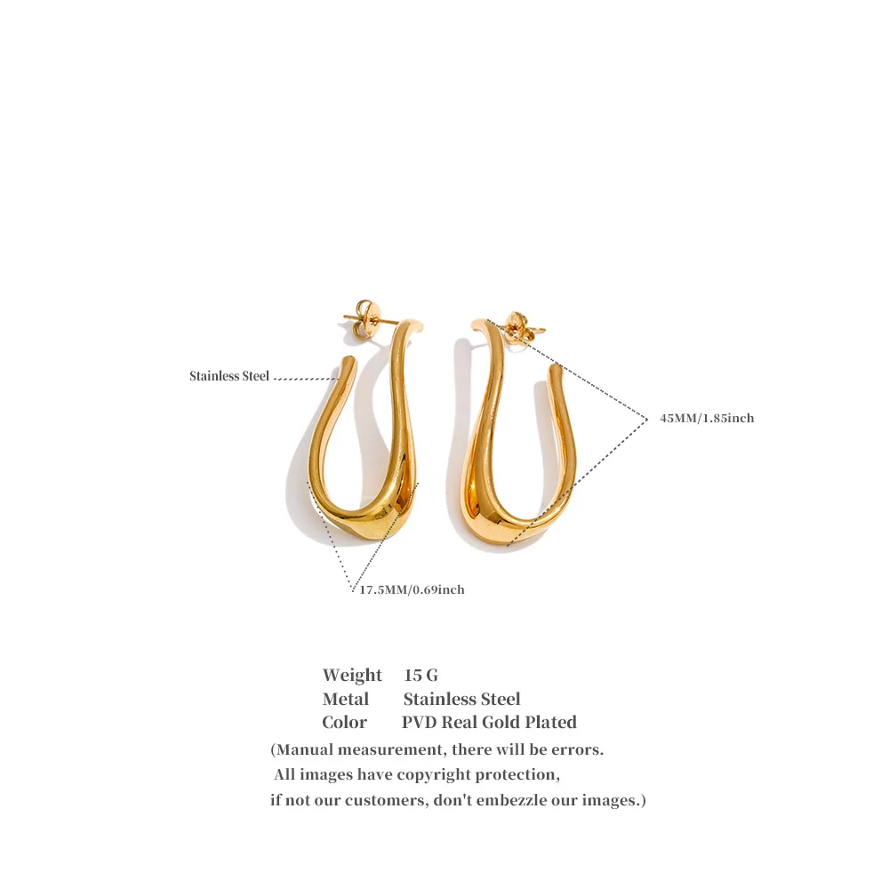 Yhpup 316L Stainless Steel Geometric Big Huggie Earrings for All Occasions Waterproof Simple Daily Casual Jewelry