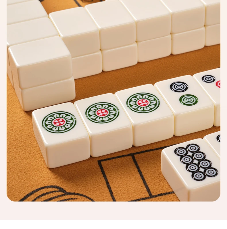 Living Room Decoration Mahjong Home Entertainment Large Medium and Small Size Flawless Monochrome Mahjong Ivory Set
