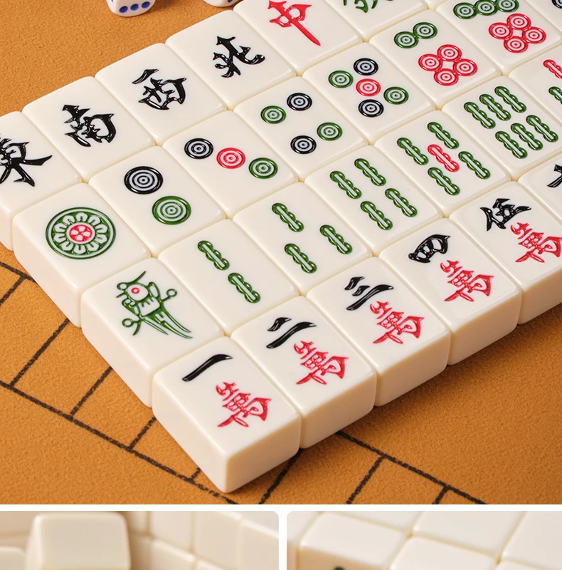 Living Room Decoration Mahjong Home Entertainment Large Medium and Small Size Flawless Monochrome Mahjong Ivory Set