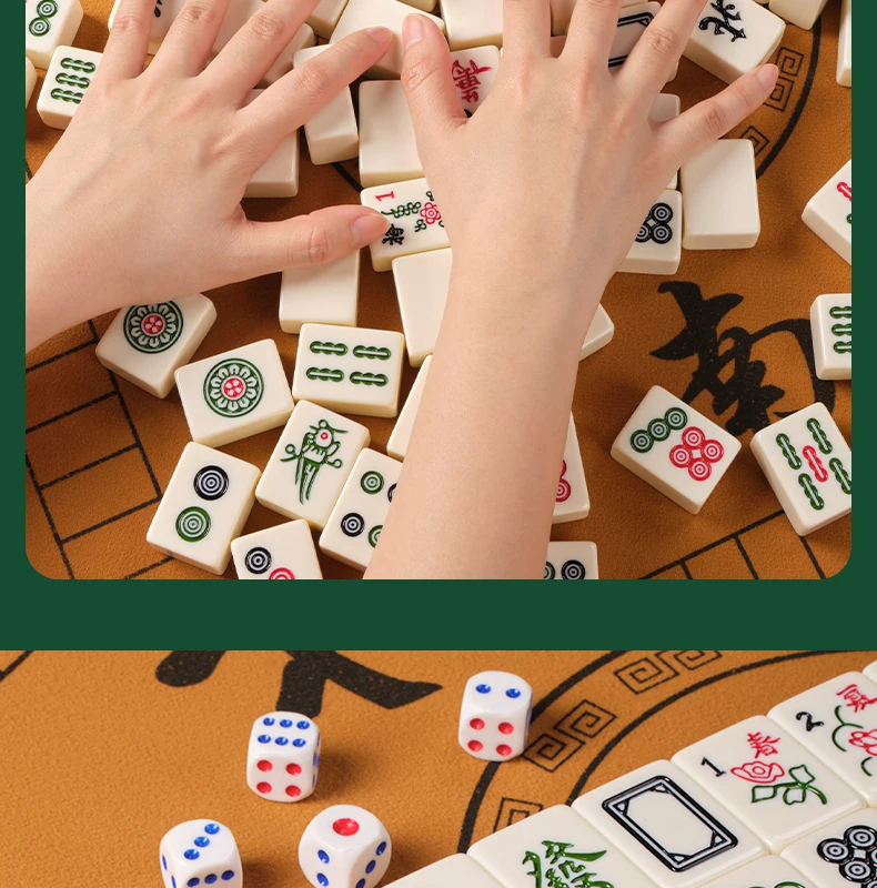Living Room Decoration Mahjong Home Entertainment Large Medium and Small Size Flawless Monochrome Mahjong Ivory Set