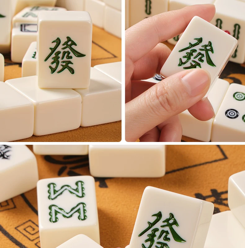 Living Room Decoration Mahjong Home Entertainment Large Medium and Small Size Flawless Monochrome Mahjong Ivory Set