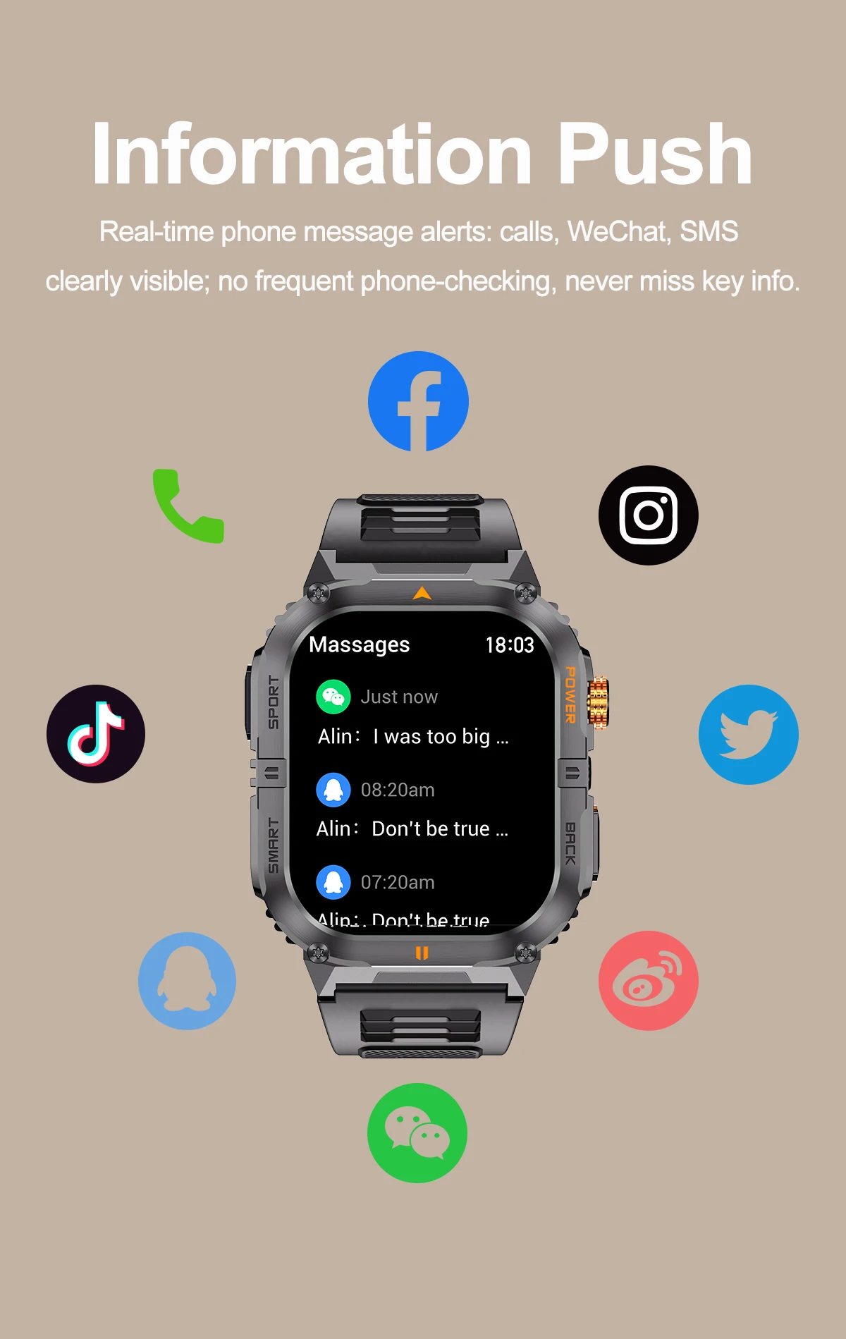 2026 1000mAh military outdoor smartwatch 2.01 inches LED flashlight IP68 waterproof Heart rate sleep Bluetooth call sport watch