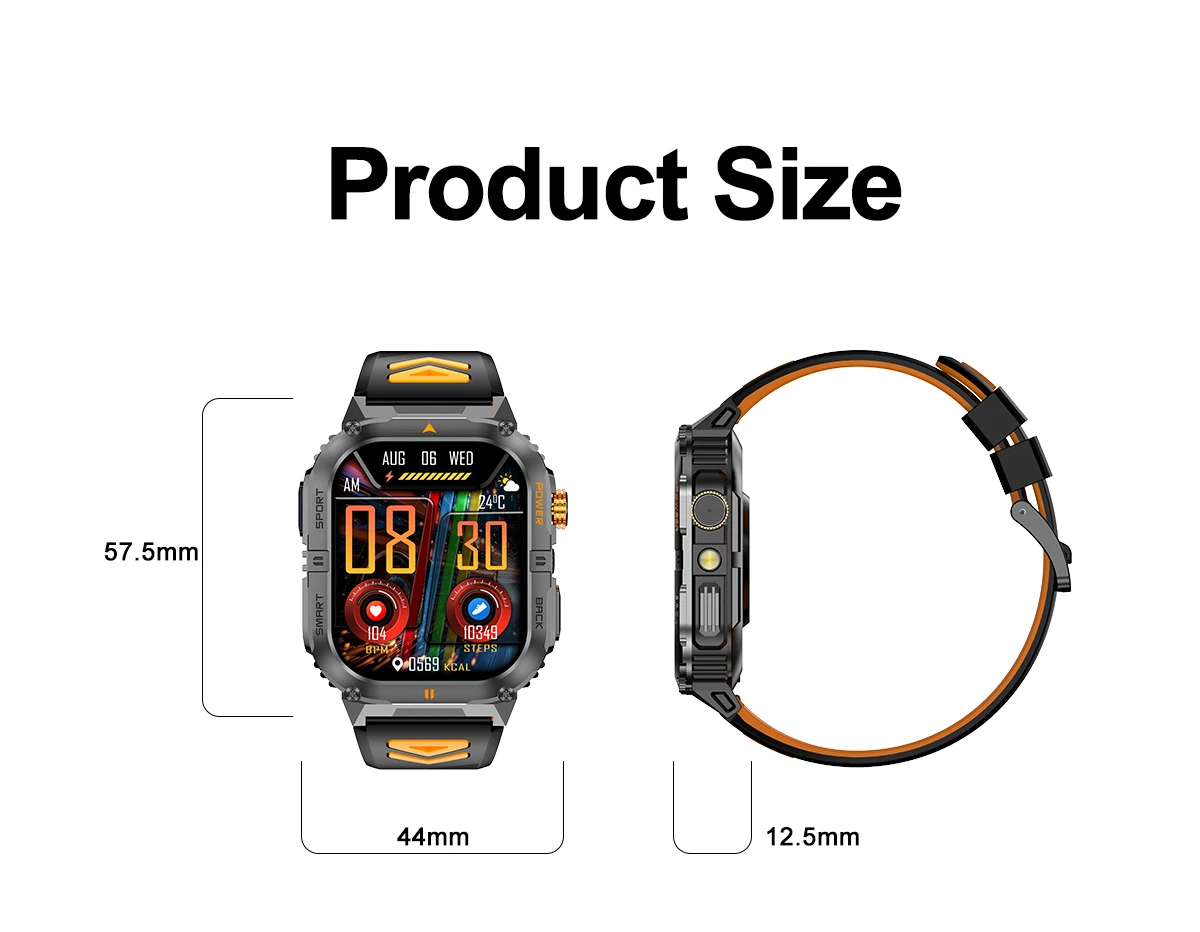 2026 1000mAh military outdoor smartwatch 2.01 inches LED flashlight IP68 waterproof Heart rate sleep Bluetooth call sport watch