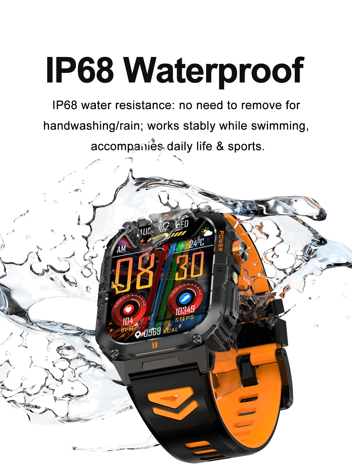 2026 1000mAh military outdoor smartwatch 2.01 inches LED flashlight IP68 waterproof Heart rate sleep Bluetooth call sport watch