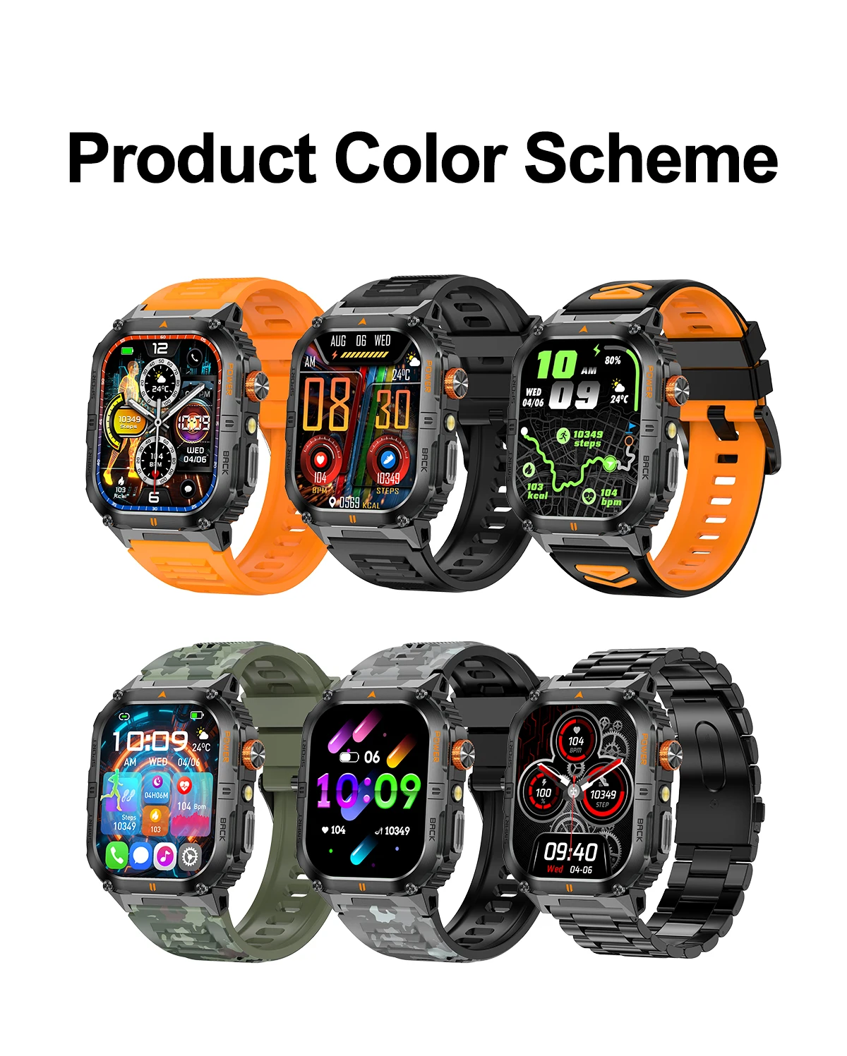 2026 1000mAh military outdoor smartwatch 2.01 inches LED flashlight IP68 waterproof Heart rate sleep Bluetooth call sport watch