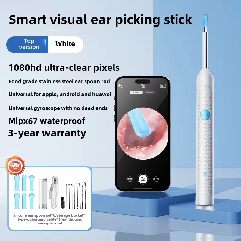 Ear Wax Removal,Ear Cleaner with 1080P CameraSmart Visual Earwax Cleaning Tool8 Pcs Ear Set,6 Ear Scoop Ear Tips Replacement