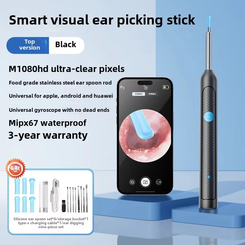 Ear Wax Removal,Ear Cleaner with 1080P CameraSmart Visual Earwax Cleaning Tool8 Pcs Ear Set,6 Ear Scoop Ear Tips Replacement