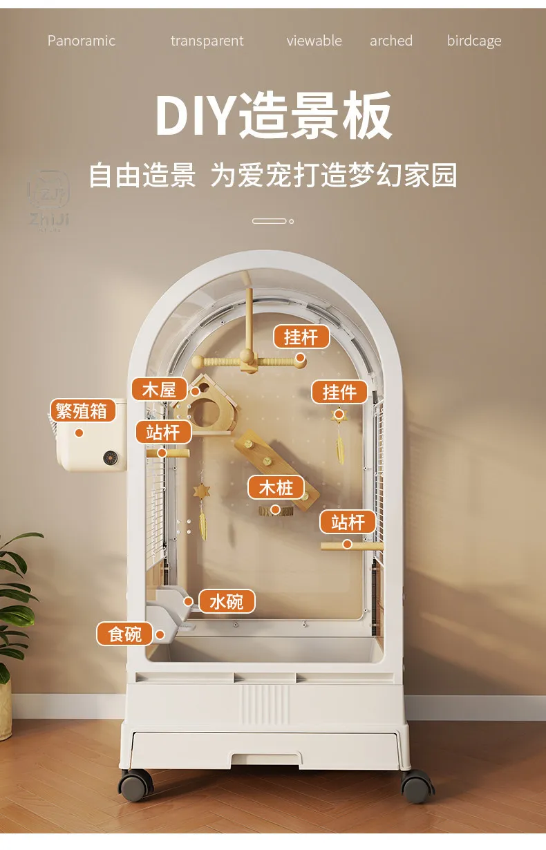 Luxury Feeder Bird Cages Houses Goods Flight Indoor Breeding Canaries Bird Cages Goldfinch Wheels Gaiola Calopsita Pet Furniture