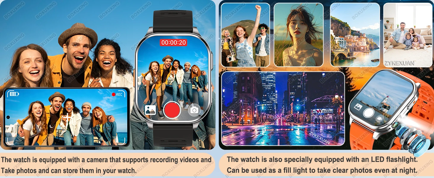 2026 New Smart Watch With Camera Men Women Photos Record Video Health Sports Fitness IP68 Waterproof Call Recording Smartwatches