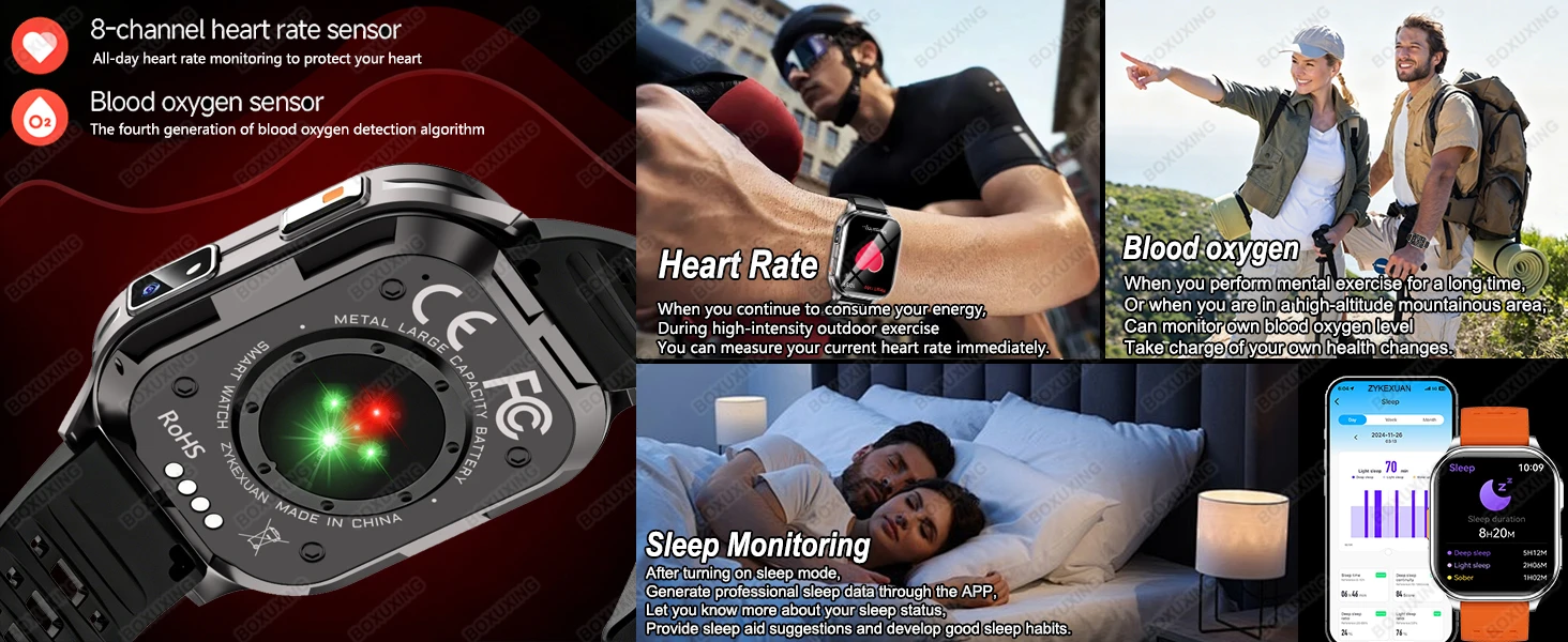 2026 New Smart Watch With Camera Men Women Photos Record Video Health Sports Fitness IP68 Waterproof Call Recording Smartwatches