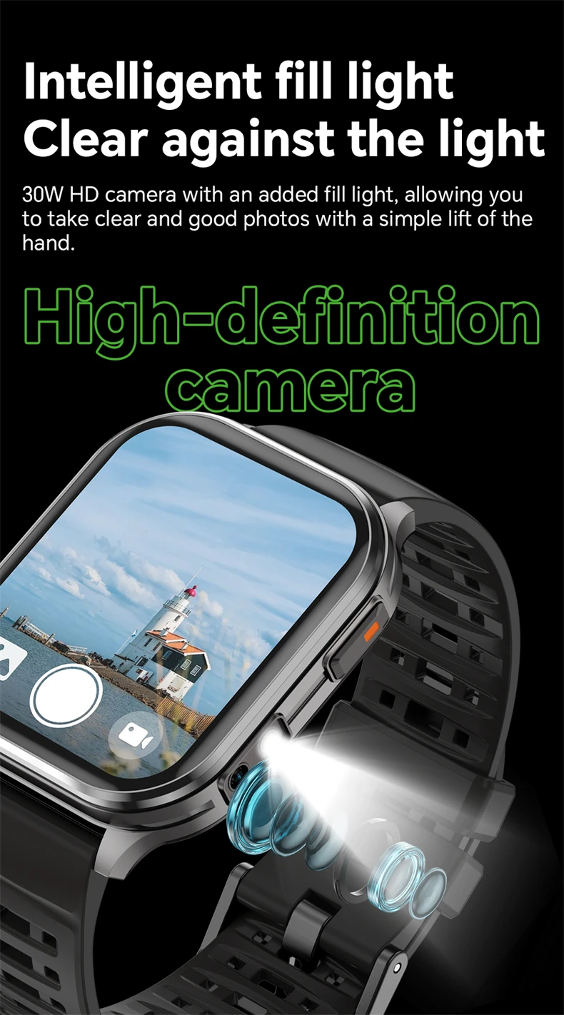 2026 New Smart Watch With Camera Men Women Photos Record Video Health Sports Fitness IP68 Waterproof Call Recording Smartwatches
