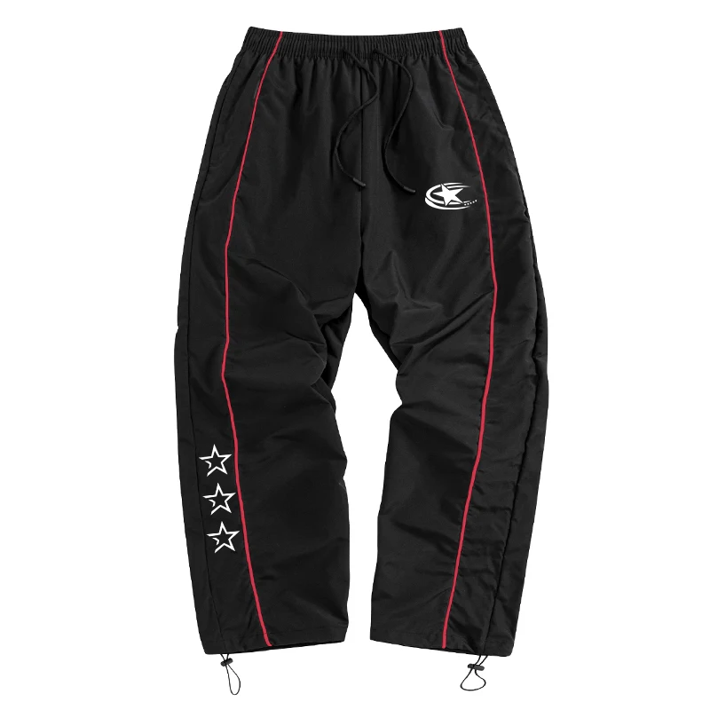Men's Stars Print Trendy Sporty Pants with Lines Gym Workout Running Trousers with Side Pockets Athletic Quick Dry Sweatpants