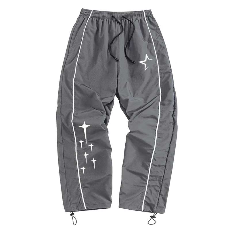 Men's Stars Print Trendy Sporty Pants with Lines Gym Workout Running Trousers with Side Pockets Athletic Quick Dry Sweatpants