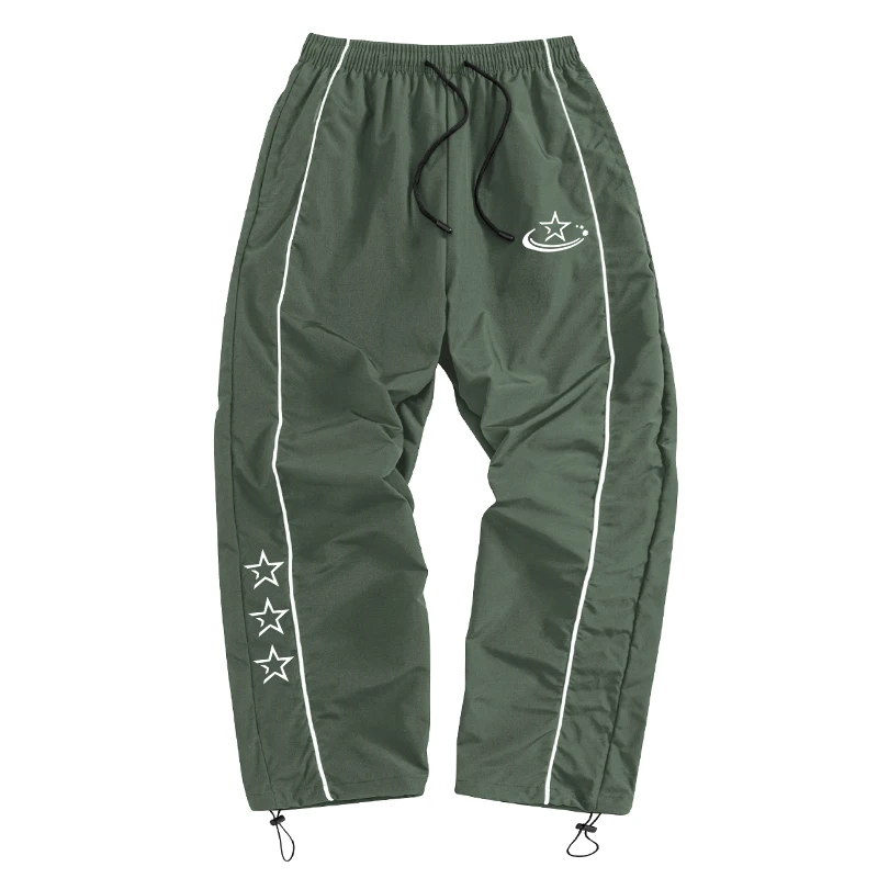 Men's Stars Print Trendy Sporty Pants with Lines Gym Workout Running Trousers with Side Pockets Athletic Quick Dry Sweatpants