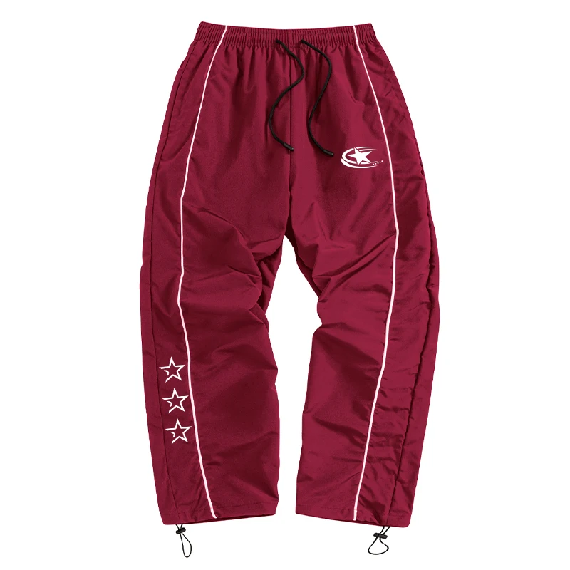 Men's Stars Print Trendy Sporty Pants with Lines Gym Workout Running Trousers with Side Pockets Athletic Quick Dry Sweatpants