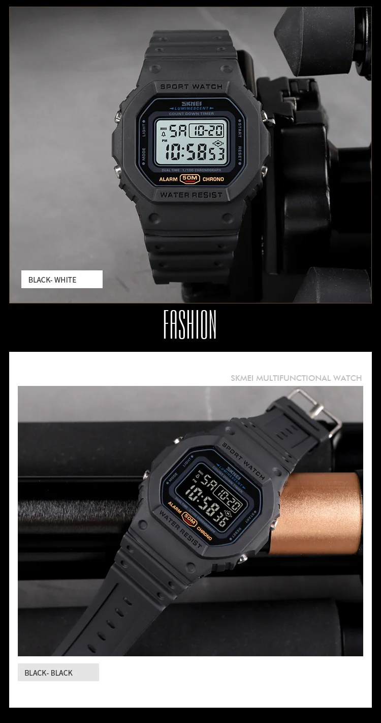 SKMEI 1628 Military Digital Watch for Men Retro Sport Waterproof Mens Electronic Wristwatch LED Display Clock 1988 Reloj Hombre