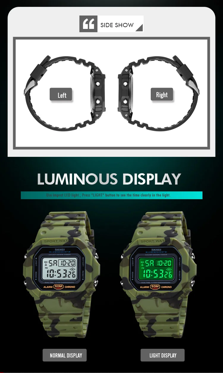 SKMEI 1628 Military Digital Watch for Men Retro Sport Waterproof Mens Electronic Wristwatch LED Display Clock 1988 Reloj Hombre
