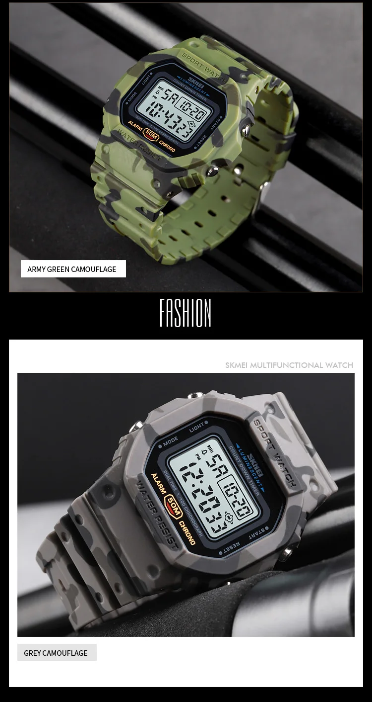 SKMEI 1628 Military Digital Watch for Men Retro Sport Waterproof Mens Electronic Wristwatch LED Display Clock 1988 Reloj Hombre