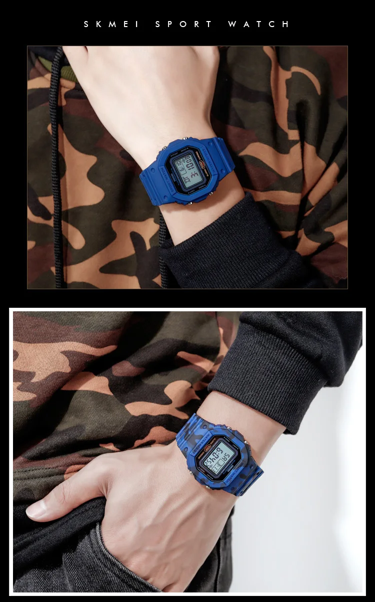 SKMEI 1628 Military Digital Watch for Men Retro Sport Waterproof Mens Electronic Wristwatch LED Display Clock 1988 Reloj Hombre
