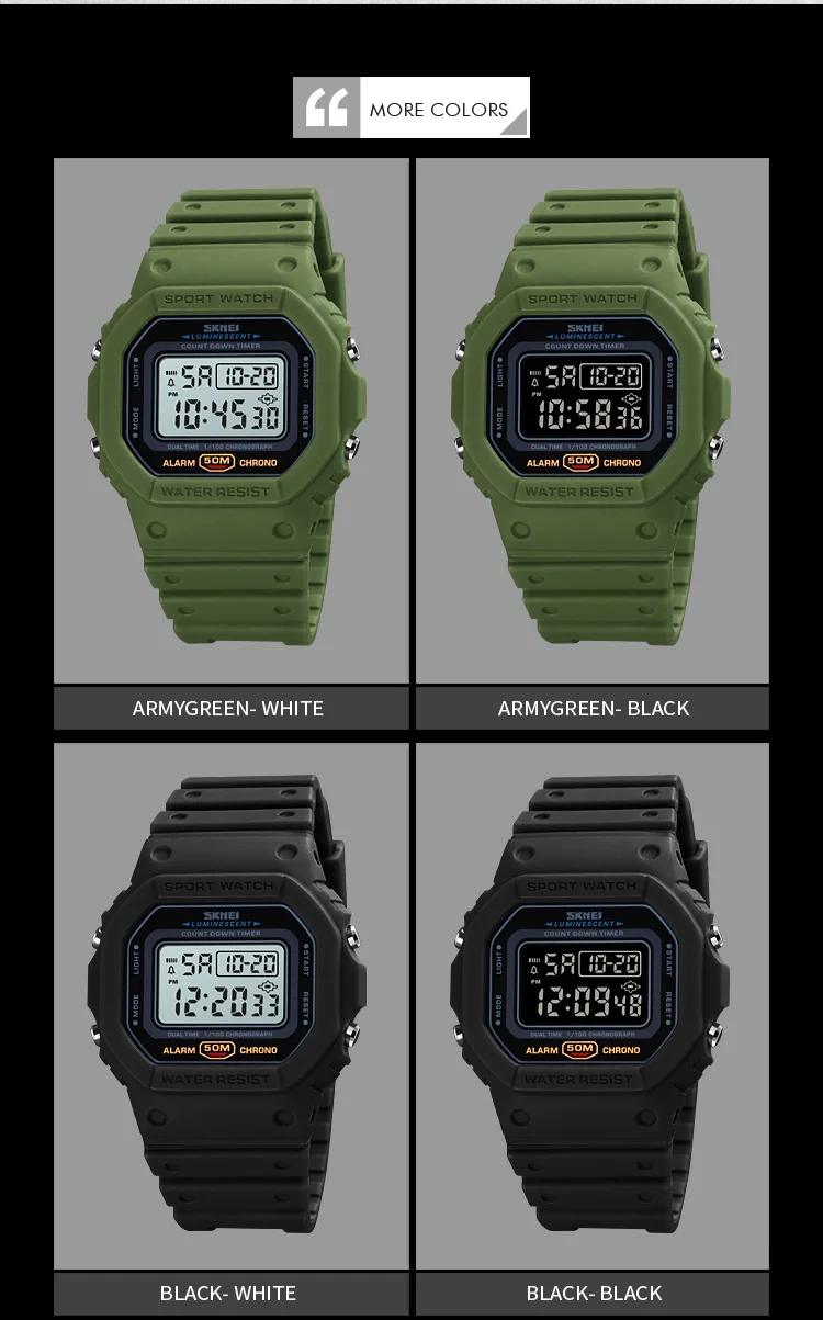 SKMEI 1628 Military Digital Watch for Men Retro Sport Waterproof Mens Electronic Wristwatch LED Display Clock 1988 Reloj Hombre