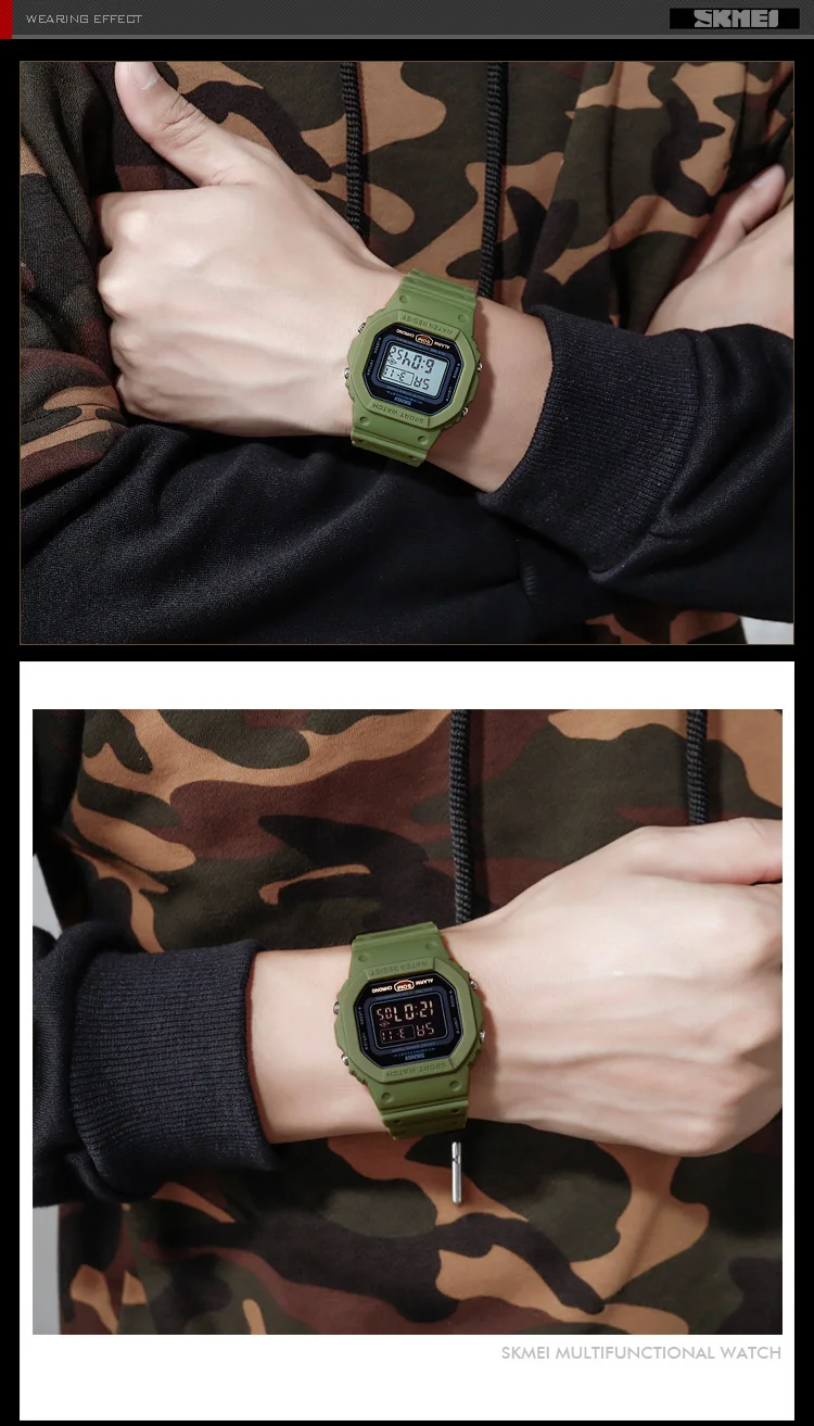 SKMEI 1628 Military Digital Watch for Men Retro Sport Waterproof Mens Electronic Wristwatch LED Display Clock 1988 Reloj Hombre