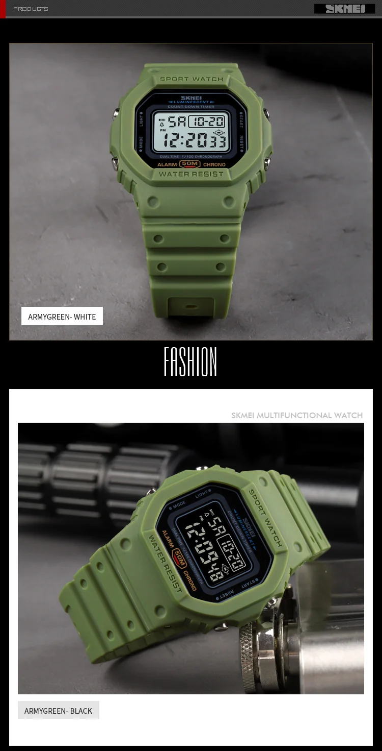 SKMEI 1628 Military Digital Watch for Men Retro Sport Waterproof Mens Electronic Wristwatch LED Display Clock 1988 Reloj Hombre
