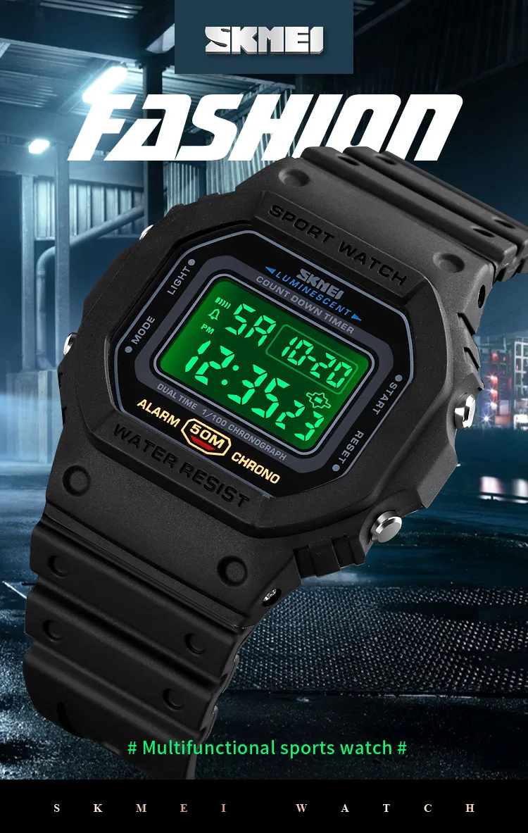 SKMEI 1628 Military Digital Watch for Men Retro Sport Waterproof Mens Electronic Wristwatch LED Display Clock 1988 Reloj Hombre
