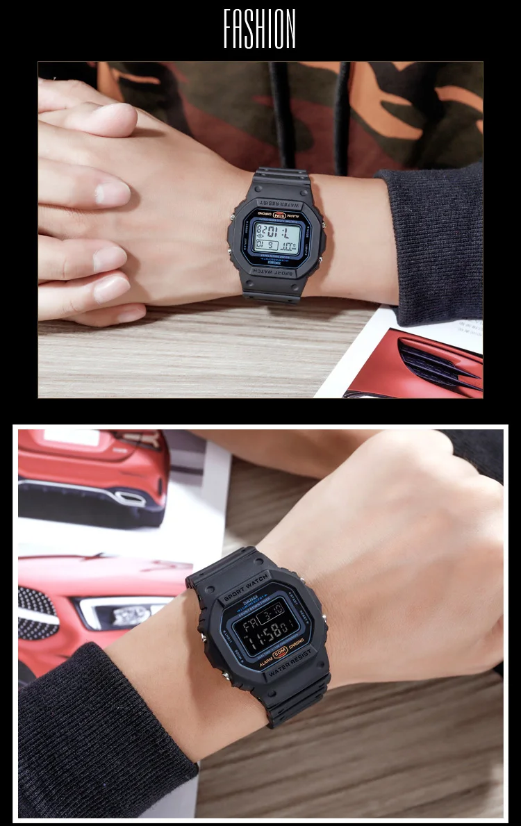SKMEI 1628 Military Digital Watch for Men Retro Sport Waterproof Mens Electronic Wristwatch LED Display Clock 1988 Reloj Hombre