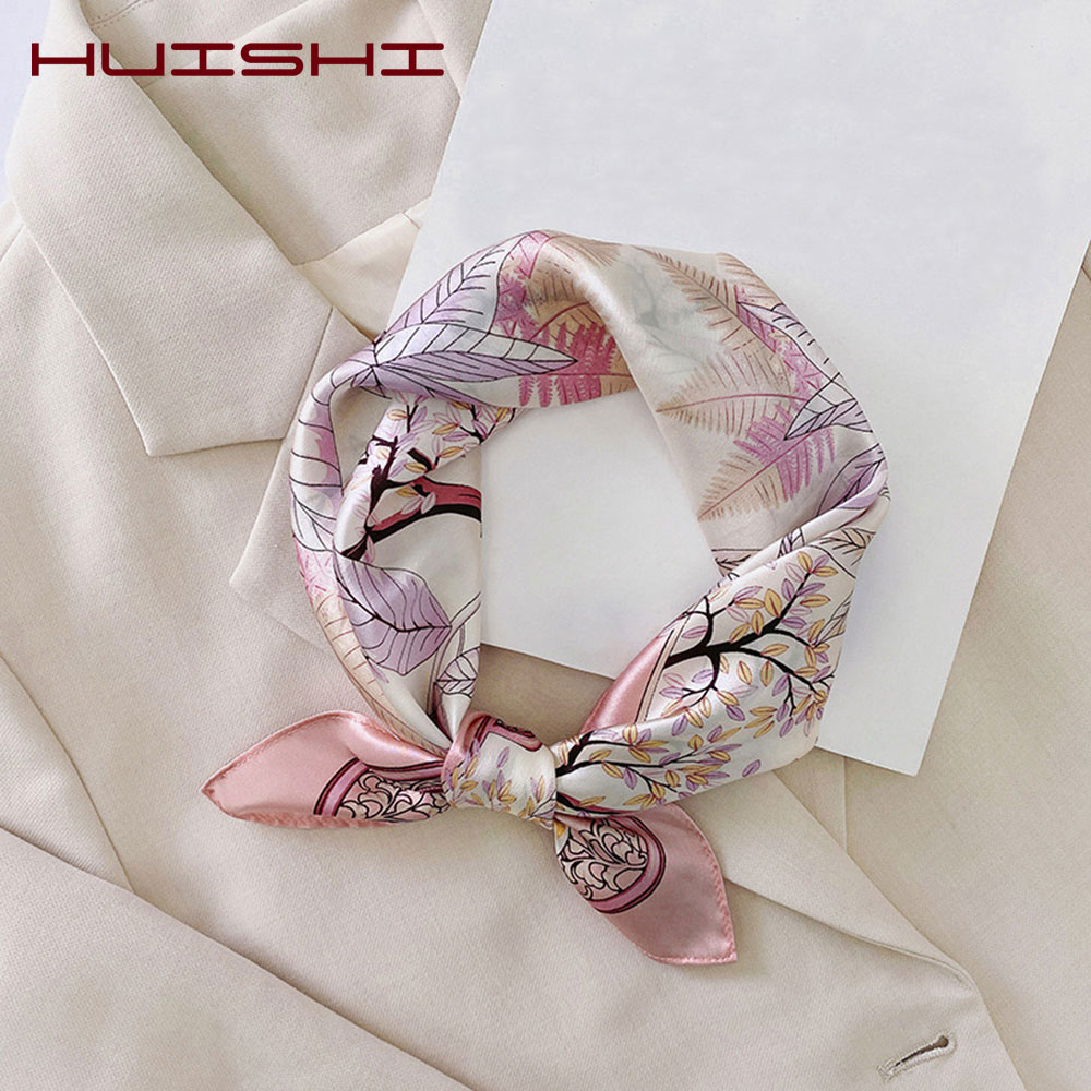Silk Scarf Women Luxury Bandana Top Handkerchief For Hair Headscarf Flower Printed Women's Bag 100% Silk Bandanas Stole Scarves