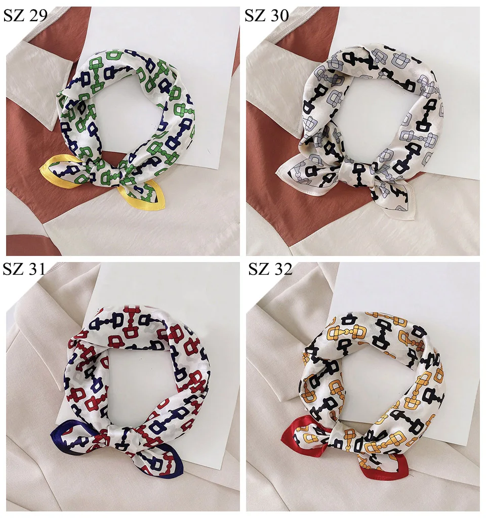 Silk Scarf Women Luxury Bandana Top Handkerchief For Hair Headscarf Flower Printed Women's Bag 100% Silk Bandanas Stole Scarves