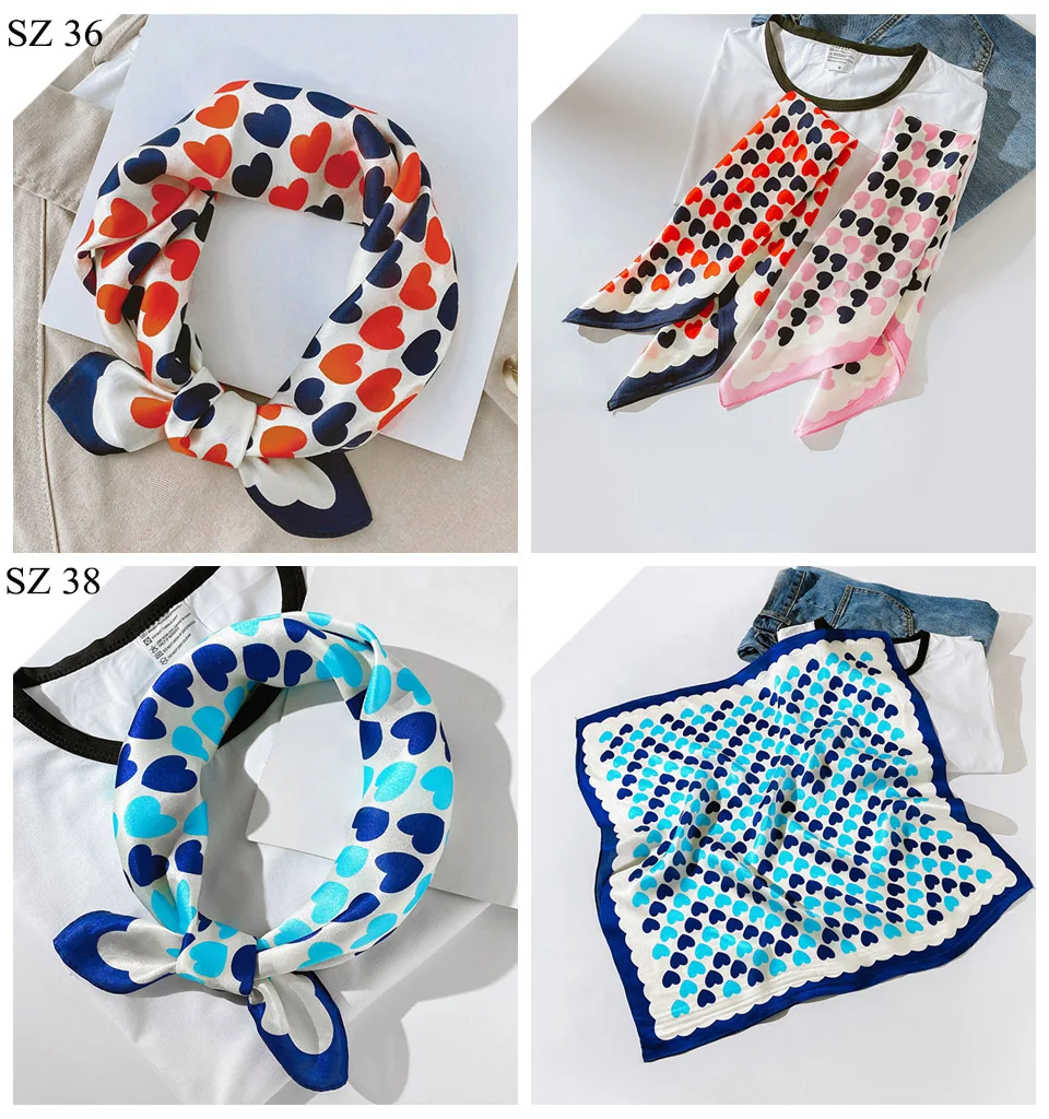 Silk Scarf Women Luxury Bandana Top Handkerchief For Hair Headscarf Flower Printed Women's Bag 100% Silk Bandanas Stole Scarves