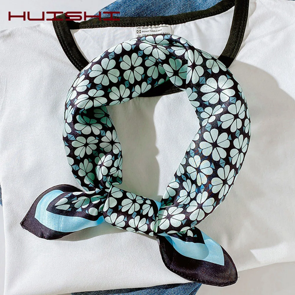 Silk Scarf Women Luxury Bandana Top Handkerchief For Hair Headscarf Flower Printed Women's Bag 100% Silk Bandanas Stole Scarves