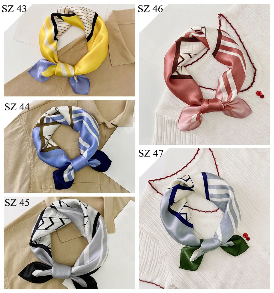 Silk Scarf Women Luxury Bandana Top Handkerchief For Hair Headscarf Flower Printed Women's Bag 100% Silk Bandanas Stole Scarves