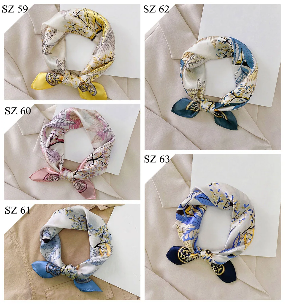 Silk Scarf Women Luxury Bandana Top Handkerchief For Hair Headscarf Flower Printed Women's Bag 100% Silk Bandanas Stole Scarves