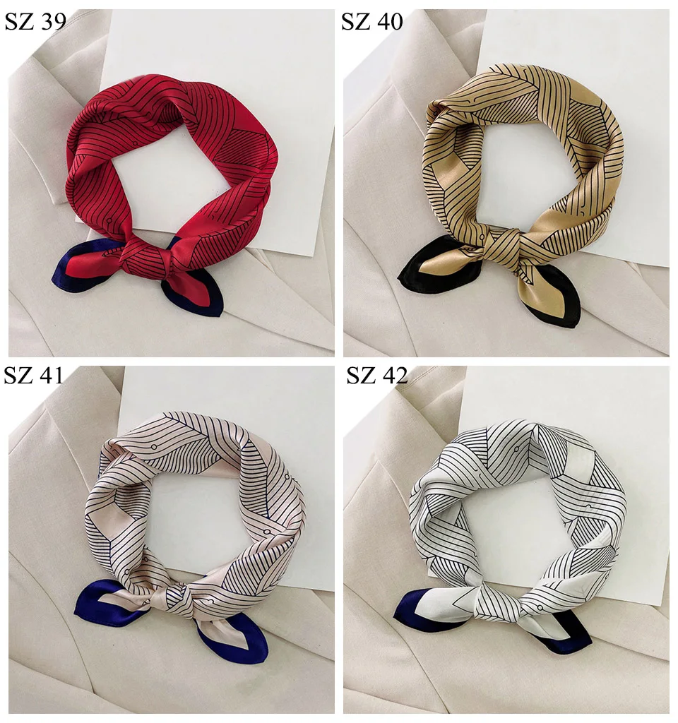 Silk Scarf Women Luxury Bandana Top Handkerchief For Hair Headscarf Flower Printed Women's Bag 100% Silk Bandanas Stole Scarves