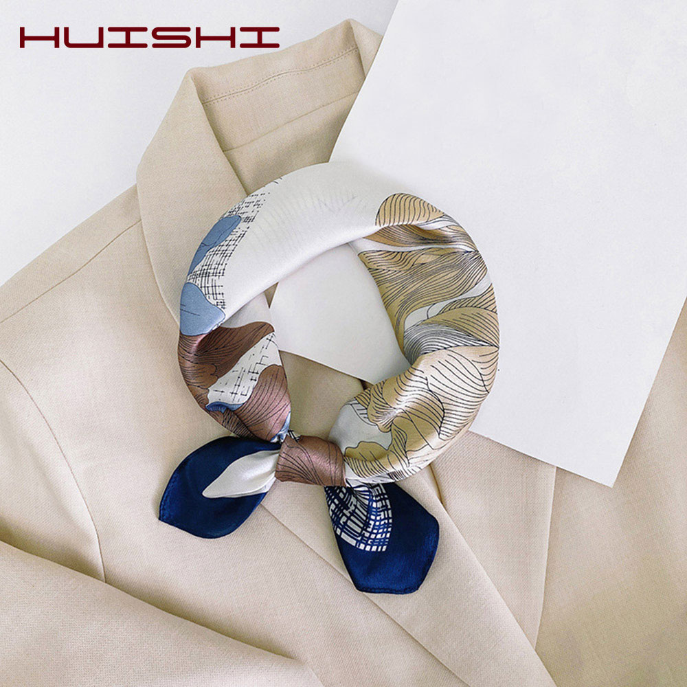 Silk Scarf Women Luxury Bandana Top Handkerchief For Hair Headscarf Flower Printed Women's Bag 100% Silk Bandanas Stole Scarves