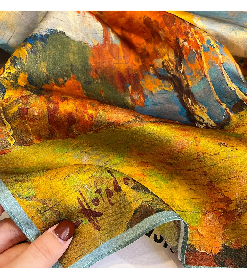 100% Natural Silk Square Scarf Women Bandana Headscarf Scarves Shawls Square Neck Foulard Wraps Cachecol Femme Schals Bufanda