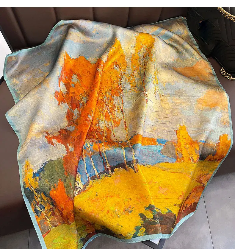 100% Natural Silk Square Scarf Women Bandana Headscarf Scarves Shawls Square Neck Foulard Wraps Cachecol Femme Schals Bufanda