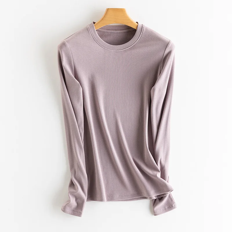 SuyaDream, Women Bottoming T Shirt, Silk Viscose Blend, Long Sleeves, Solid Basic Thermal  Shirt, 2024 Autumn Winter Top