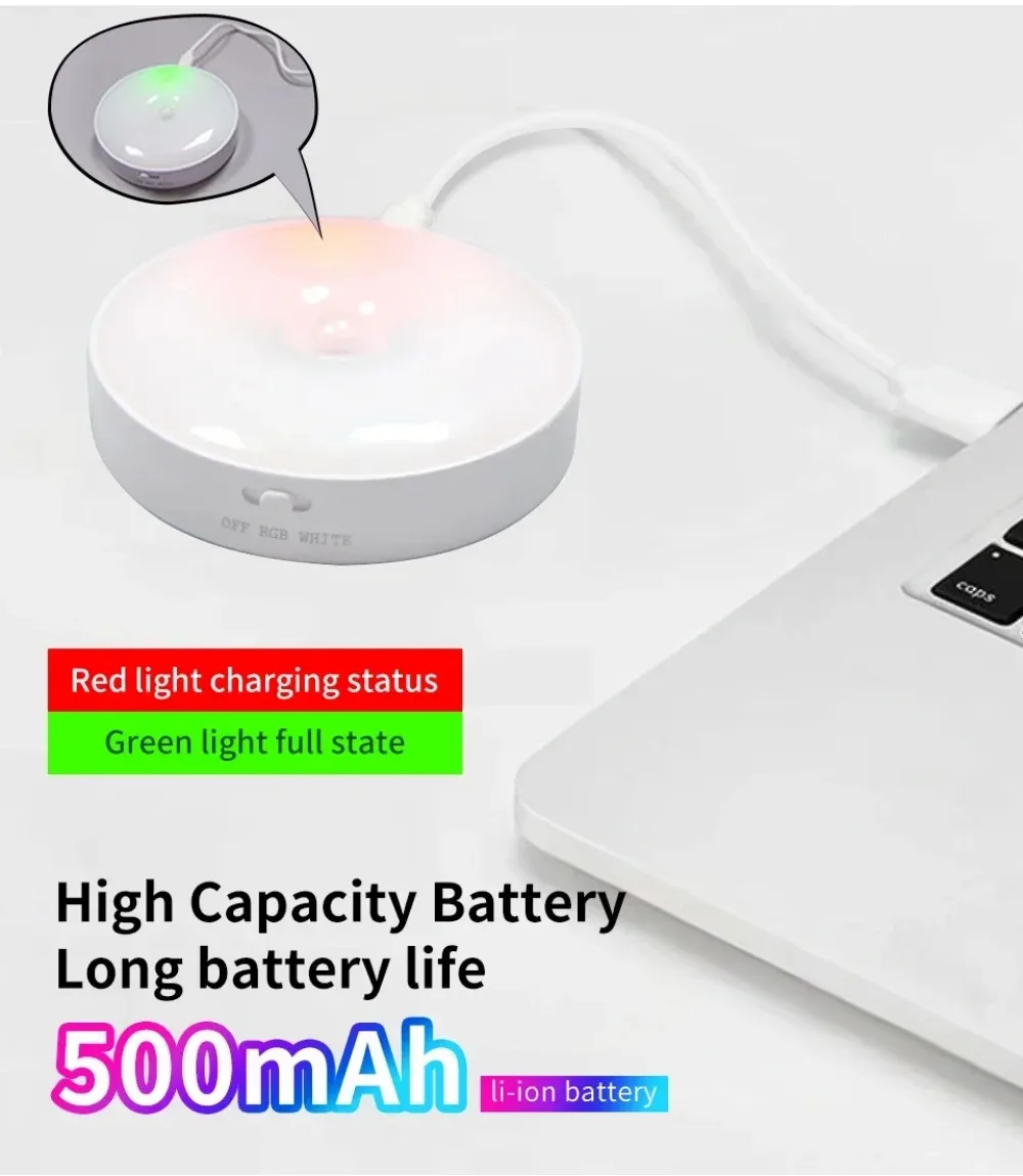 USB Rechargeable Magnetic RGB Night Lamp RGB White Led Night Light with Remote Control Dimmable Lamp Spotlight Fr Display Closet