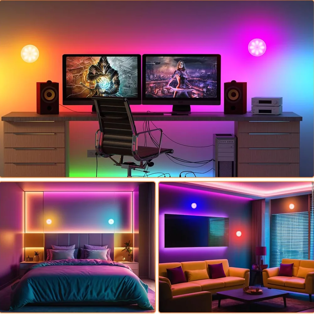 USB Rechargeable Magnetic RGB Night Lamp RGB White Led Night Light with Remote Control Dimmable Lamp Spotlight Fr Display Closet