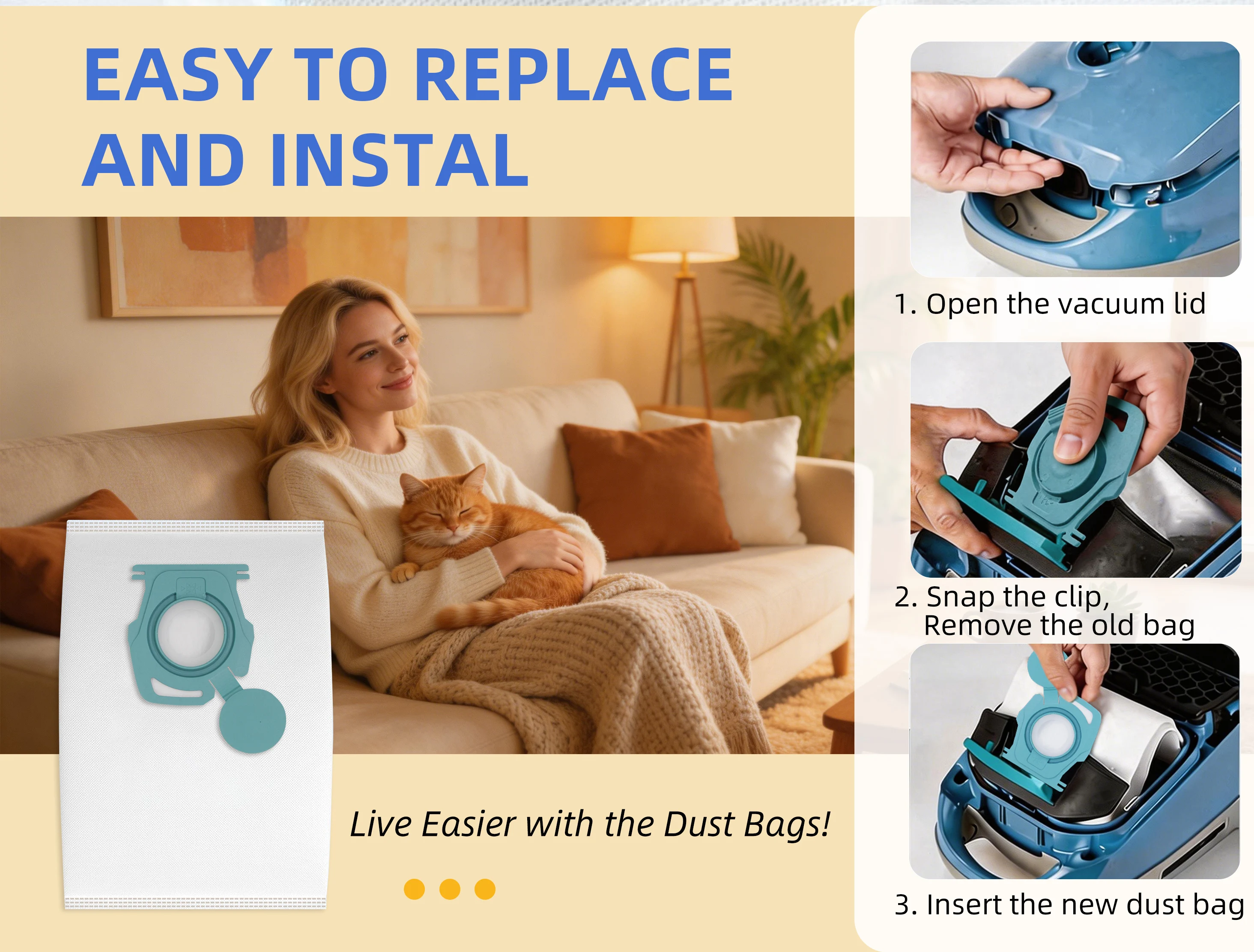 HyClean Air TU Vacuum Cleaner Bags Replacement for Miele Guard L1 S1 Series Canister Vacuum Cleaners