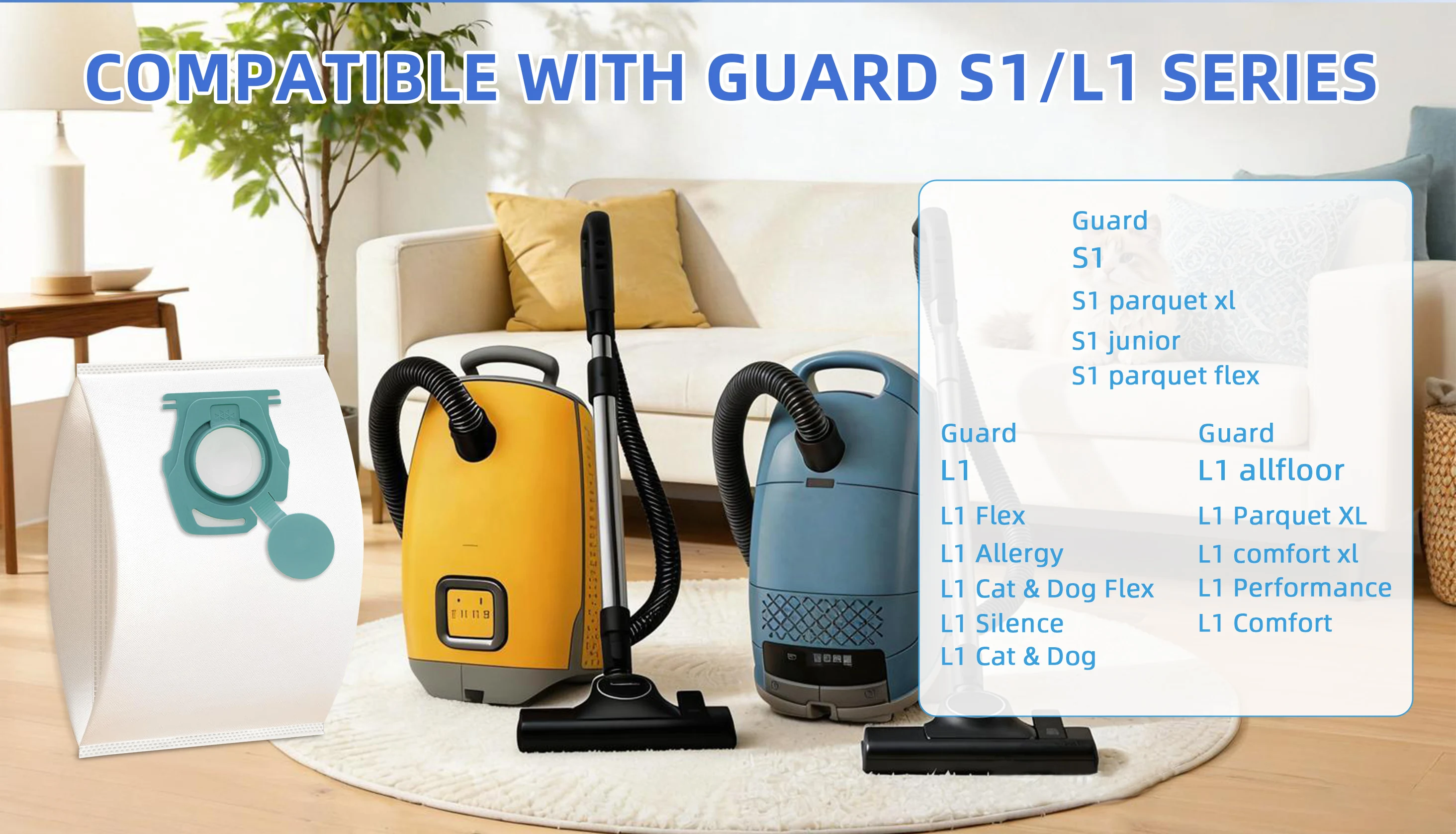 HyClean Air TU Vacuum Cleaner Bags Replacement for Miele Guard L1 S1 Series Canister Vacuum Cleaners