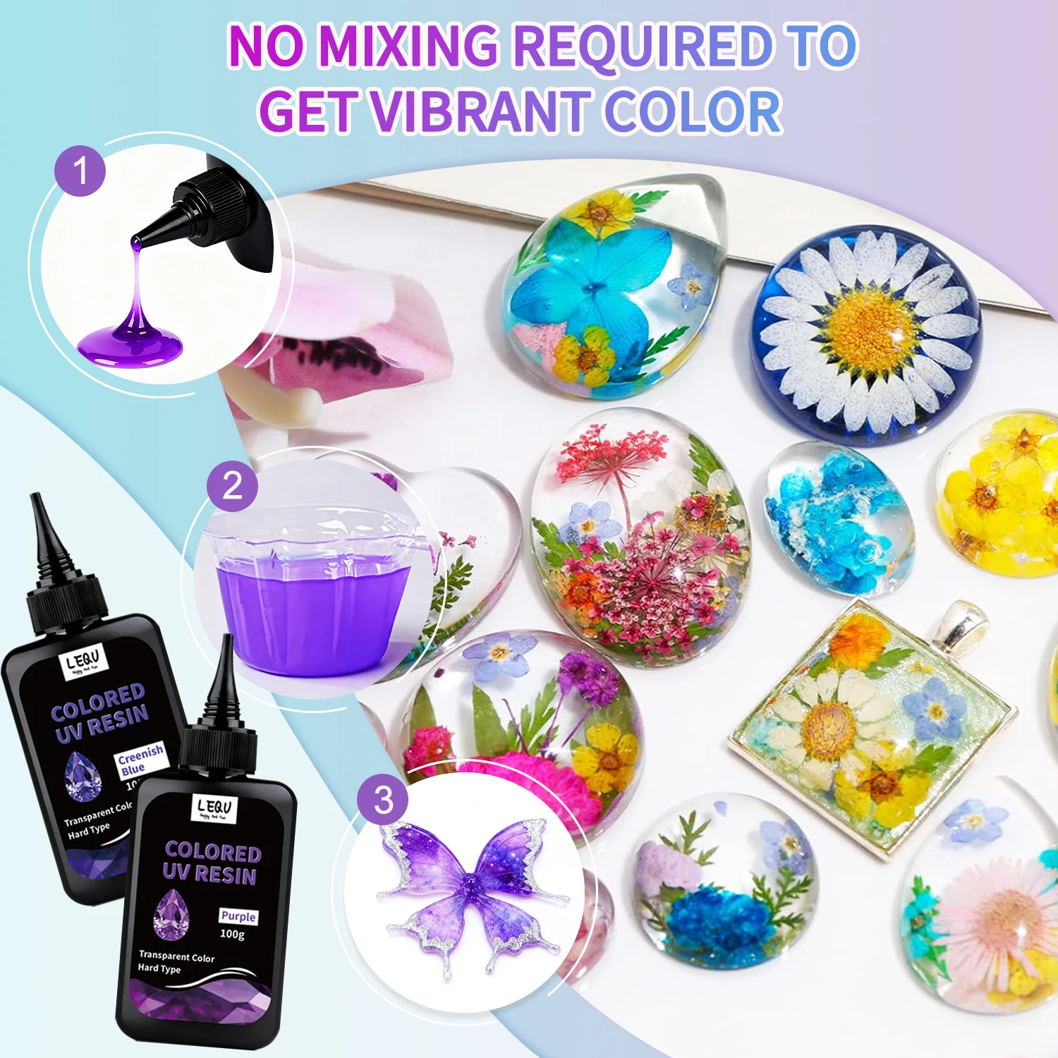 UV Resin, 12-Color Transparent UV Resin, Odorless Low-Shrinkage UV Colored Resin, Vibrant Colors, UV Resin Crafting Kit