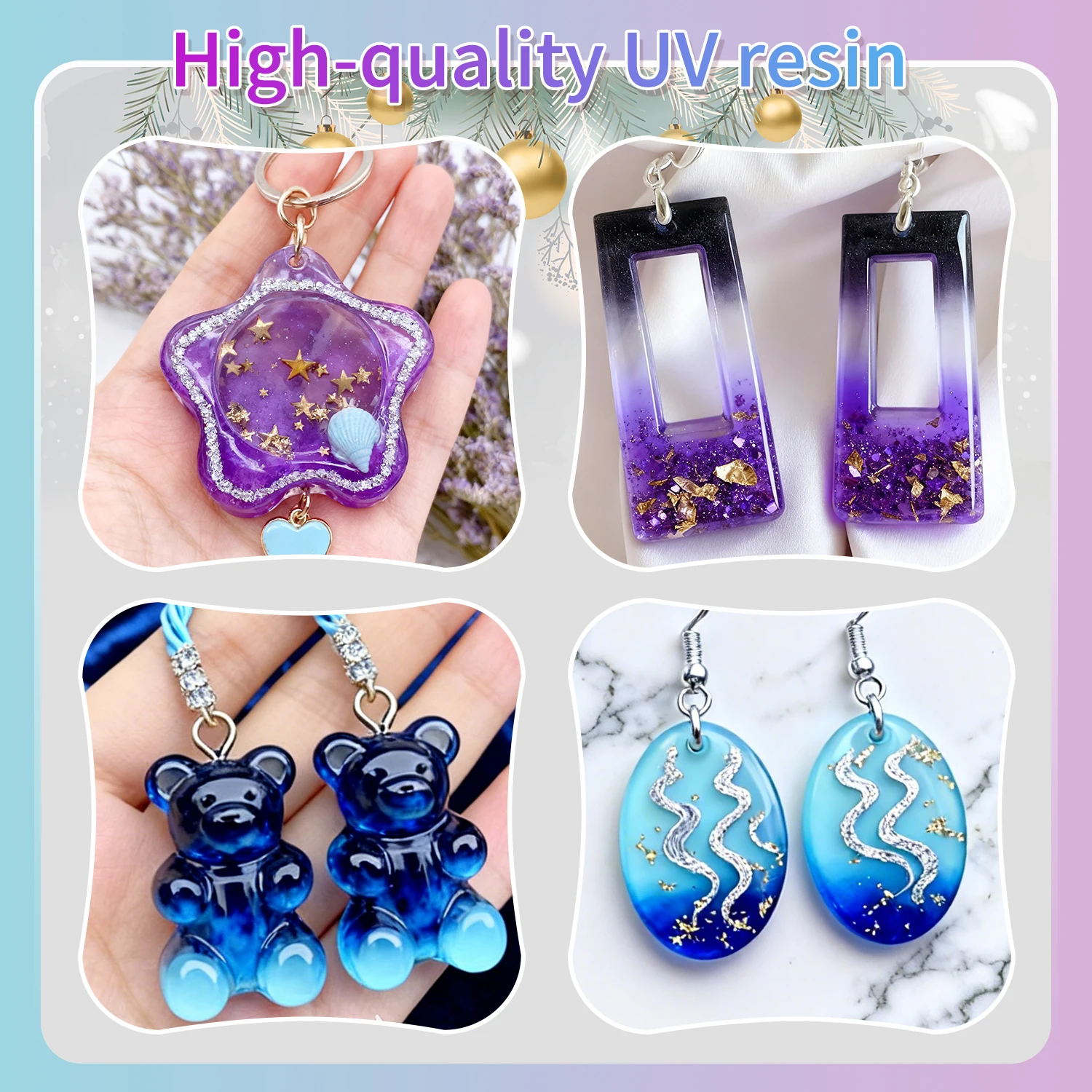 UV Resin, 12-Color Transparent UV Resin, Odorless Low-Shrinkage UV Colored Resin, Vibrant Colors, UV Resin Crafting Kit