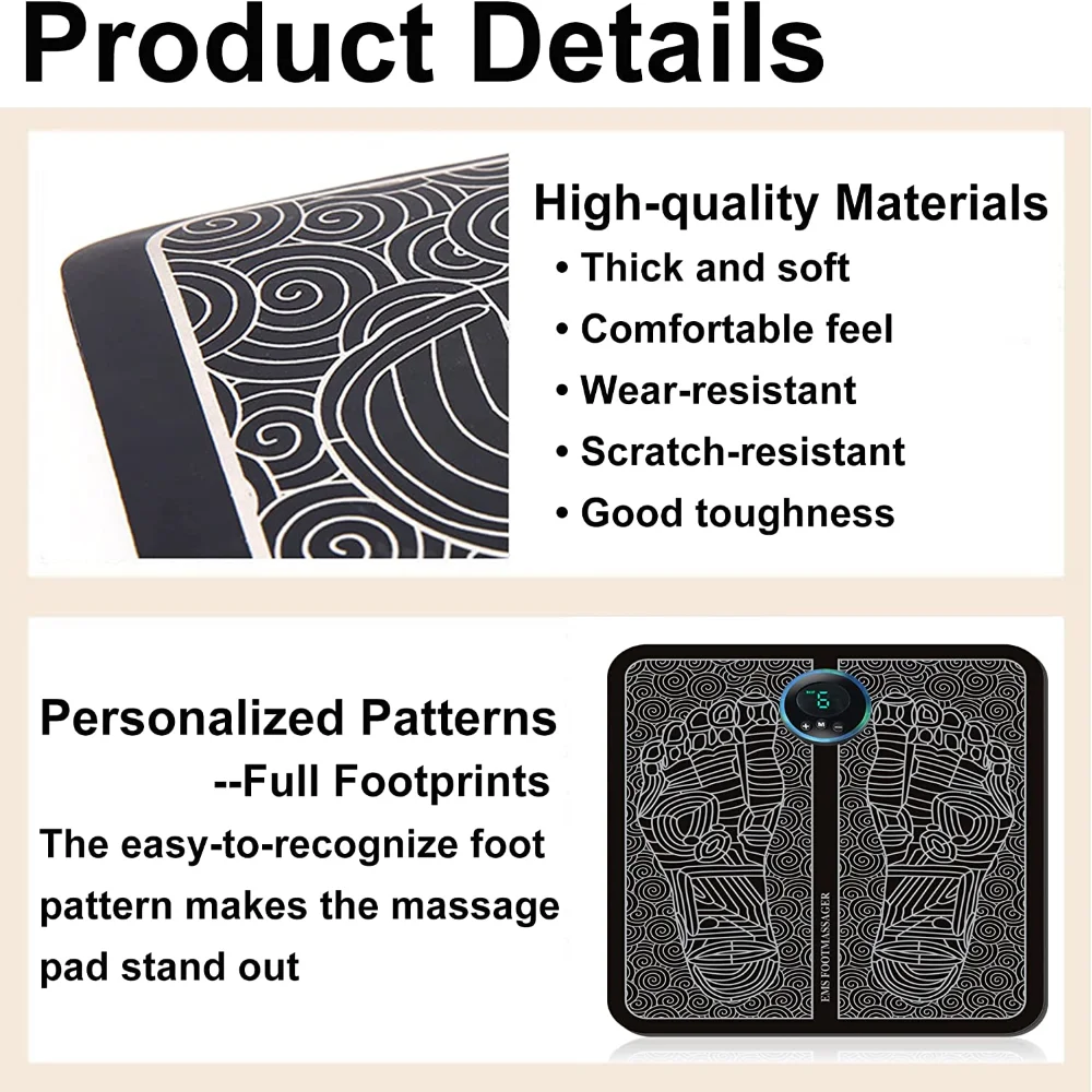 Electric EMS Foot Massager Pad Relief Pain Relax Feet Acupoints Massage Mat Shock Muscle Stimulation Improve Blood Circulation