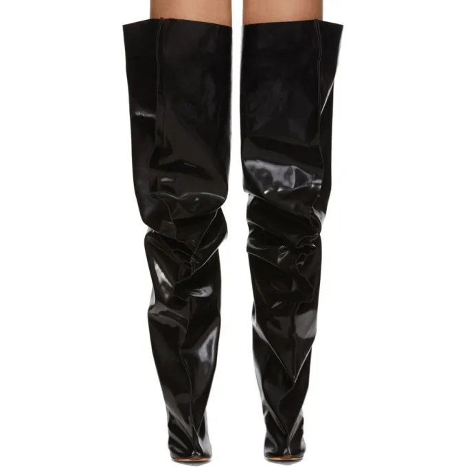 2026Autumn and Winter New Women's Wide Leg Stiletto High Heel Knee Long Boots Pointed 34-45 Large Leg Women's Boots