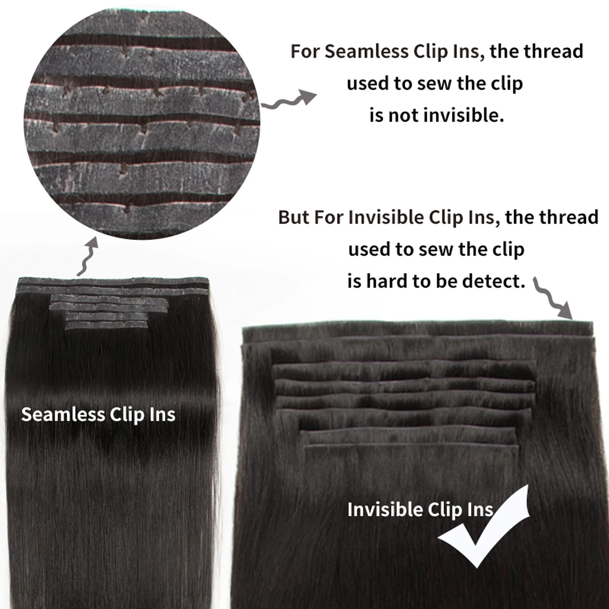 Invisible PU Weft Clip In Extension Human Hair Injected Clip in Hair Weft Machine Remy 12"-24" 7Pcs Silk Straight Clip On Hairs