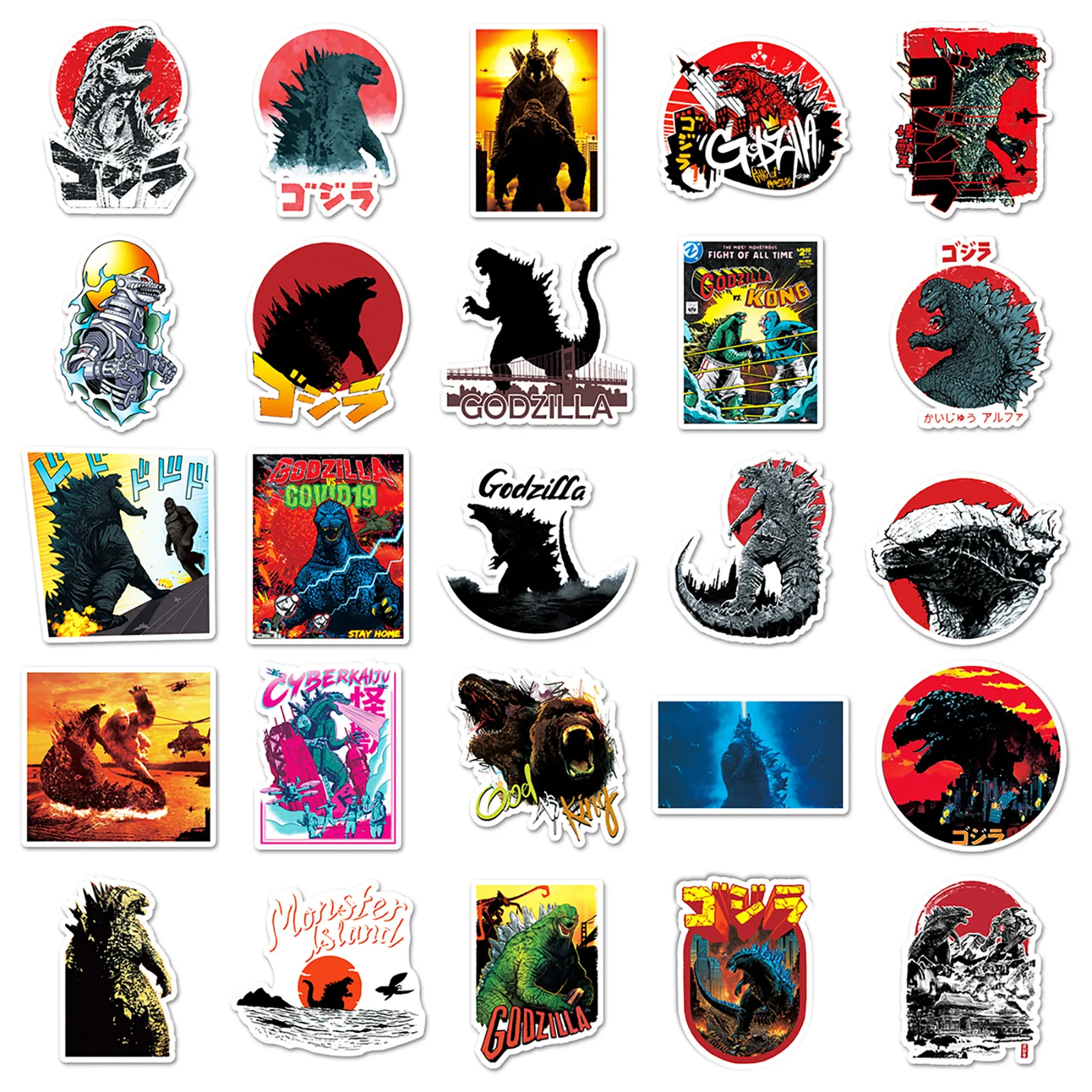 50PCS Godzilla DIY Cartoon Stickers Phone Trunk Refrigerator Waterproof Anime Stickers Anime Figure Toys Sticker Gift