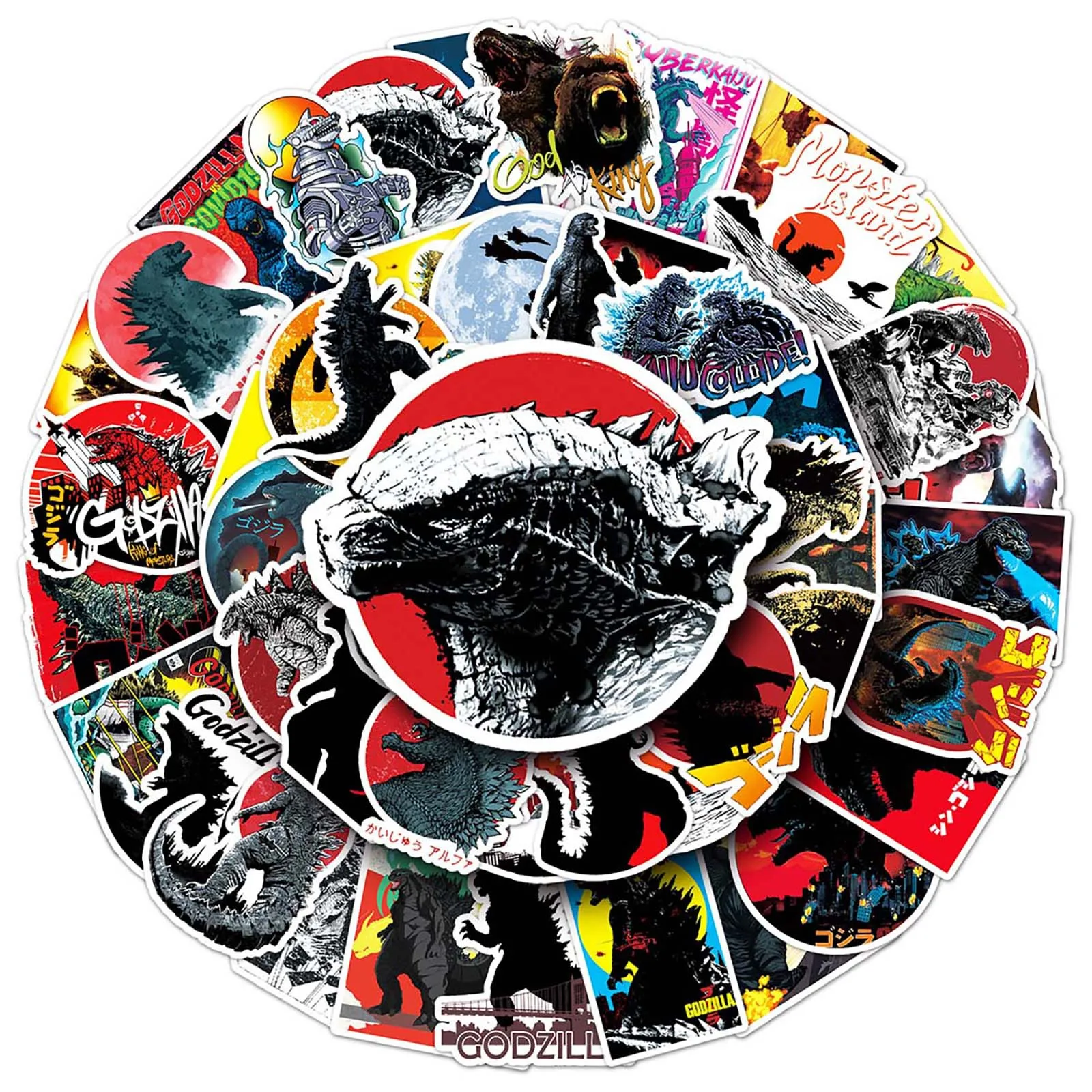50PCS Godzilla DIY Cartoon Stickers Phone Trunk Refrigerator Waterproof Anime Stickers Anime Figure Toys Sticker Gift